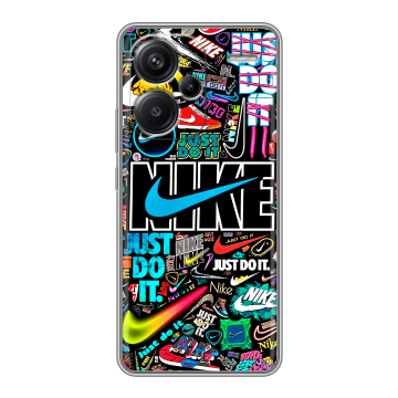 Силиконовый чехол на Xiaomi Redmi Note 13 Pro Plus с принтом найк nike черный