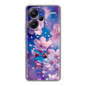 Силиконовый чехол на Xiaomi Redmi Note 13 Pro Plus с принтом цветы бабочки Силиконовый чехол на Xiaomi Redmi Note 13 Pro Plus с принтом цветы бабочки