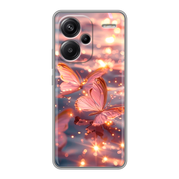 Силиконовый чехол на Xiaomi Redmi Note 13 Pro Plus с принтом бабочки розовые Силиконовый чехол на Xiaomi Redmi Note 13 Pro Plus с принтом бабочки розовые
