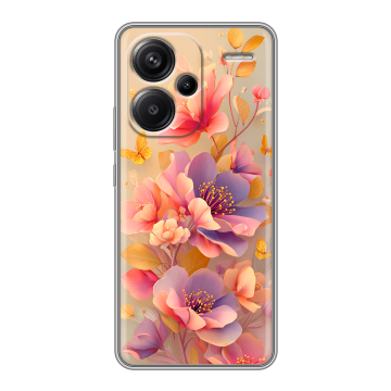 Силиконовый чехол на Xiaomi Redmi Note 13 Pro Plus с принтом Цветы и бабочки Силиконовый чехол на Xiaomi Redmi Note 13 Pro Plus с принтом Цветы и бабочки