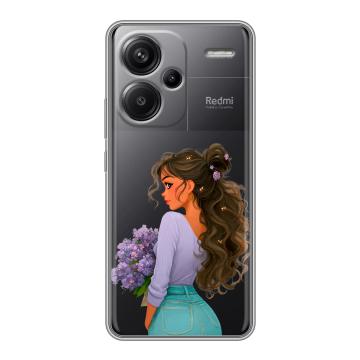 Силиконовый чехол на Xiaomi Redmi Note 13 Pro Plus с принтом девушка цветы Силиконовый чехол на Xiaomi Redmi Note 13 Pro Plus с принтом девушка цветы