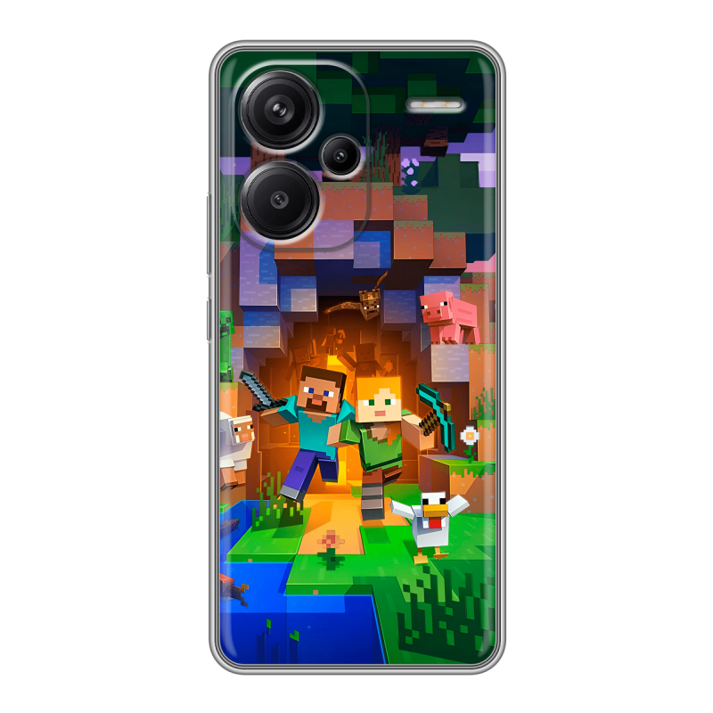 Силиконовый чехол на Xiaomi Redmi Note 13 Pro Plus с принтом Майнкрафт Minecraft Силиконовый чехол на Xiaomi Redmi Note 13 Pro Plus с принтом Майнкрафт Minecraft