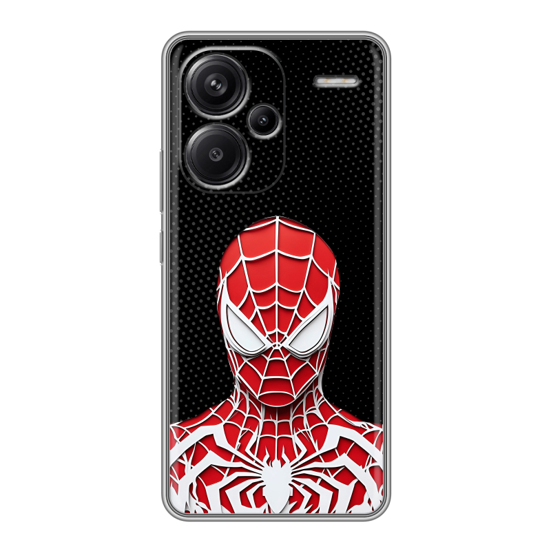 Силиконовый чехол на Xiaomi Redmi Note 13 Pro Plus с принтом человек паук spiderman Силиконовый чехол на Xiaomi Redmi Note 13 Pro Plus с принтом человек паук spiderman
