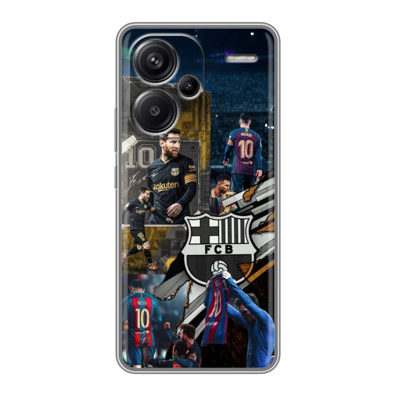 Силиконовый чехол на Xiaomi Redmi Note 13 Pro Plus с принтом Messi Barcelona Силиконовый чехол на Xiaomi Redmi Note 13 Pro Plus с принтом Messi Barcelona