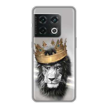 Силиконовый чехол на OnePlus 10 Pro с принтом Лев с короной