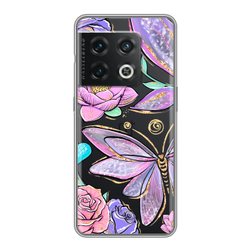 Силиконовый чехол на OnePlus 10 Pro с принтом Бабочки и цветы