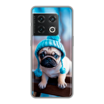 Силиконовый чехол на OnePlus 10 Pro с принтом Мопс в шапке