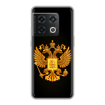 Силиконовый чехол на OnePlus 10 Pro с принтом Герб России желтый