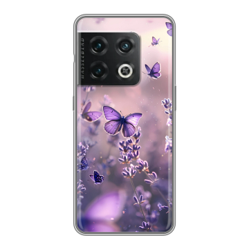 Силиконовый чехол на OnePlus 10 Pro с принтом бабочки и лаванда