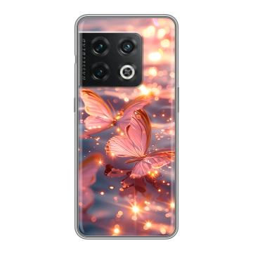 Силиконовый чехол на OnePlus 10 Pro с принтом бабочки розовые Силиконовый чехол на OnePlus 10 Pro с принтом бабочки розовые