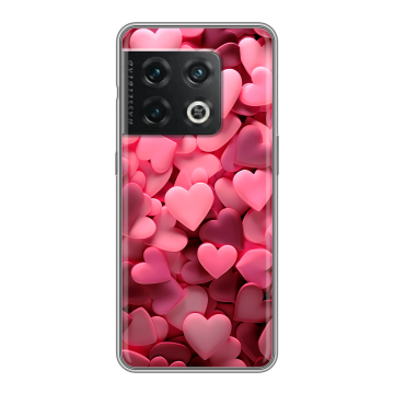 Силиконовый чехол на OnePlus 10 Pro с принтом розовые сердечки