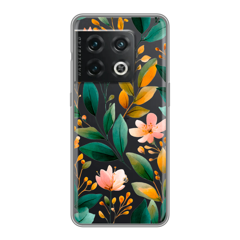 Силиконовый чехол на OnePlus 10 Pro с принтом Цветы паттерн Силиконовый чехол на OnePlus 10 Pro с принтом Цветы паттерн