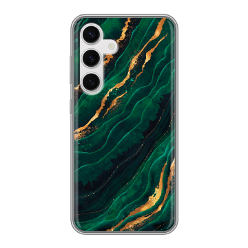 Силиконовый чехол на Samsung Galaxy S24 с принтом Мрамор зеленое золото