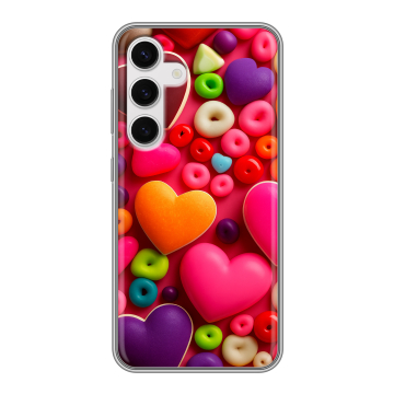 Силиконовый чехол на Samsung Galaxy S24 с принтом Сердечки