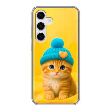 Силиконовый чехол на Samsung Galaxy S24 с принтом Котенок в шапке Силиконовый чехол на Samsung Galaxy S24 с принтом Котенок в шапке