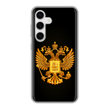 Силиконовый чехол на Samsung Galaxy S24 с принтом Герб России желтый Силиконовый чехол на Samsung Galaxy S24 с принтом Герб России желтый