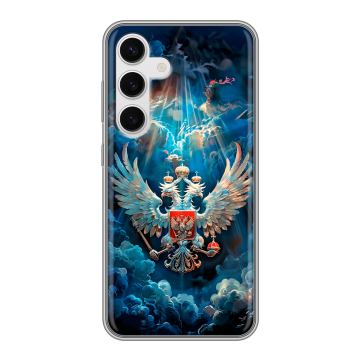 Силиконовый чехол на Samsung Galaxy S24 с принтом Герб флаг России Силиконовый чехол на Samsung Galaxy S24 с принтом Герб флаг России