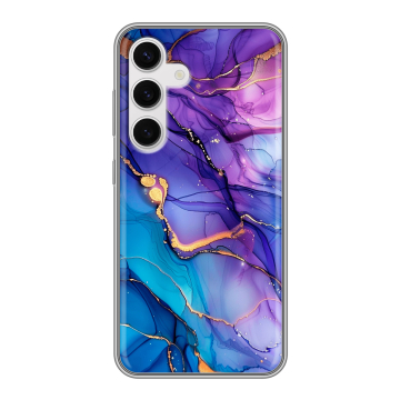 Силиконовый чехол на Samsung Galaxy S24 с принтом синий мрамор Силиконовый чехол на Samsung Galaxy S24 с принтом синий мрамор