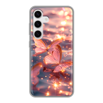 Силиконовый чехол на Samsung Galaxy S24 с принтом бабочки розовые Силиконовый чехол на Samsung Galaxy S24 с принтом бабочки розовые