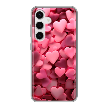Силиконовый чехол на Samsung Galaxy S24 с принтом розовые сердечки Силиконовый чехол на Samsung Galaxy S24 с принтом розовые сердечки