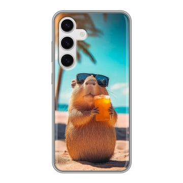 Силиконовый чехол на Samsung Galaxy S24 с принтом Капибара