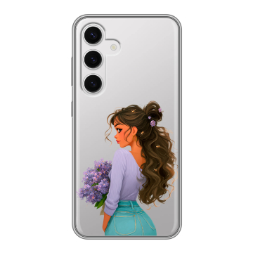 Силиконовый чехол на Samsung Galaxy S24 с принтом девушка цветы Силиконовый чехол на Samsung Galaxy S24 с принтом девушка цветы
