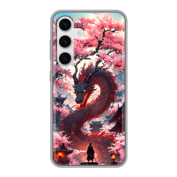 Силиконовый чехол на Samsung Galaxy S24 с принтом Дракон Японский Силиконовый чехол на Samsung Galaxy S24 с принтом Дракон Японский