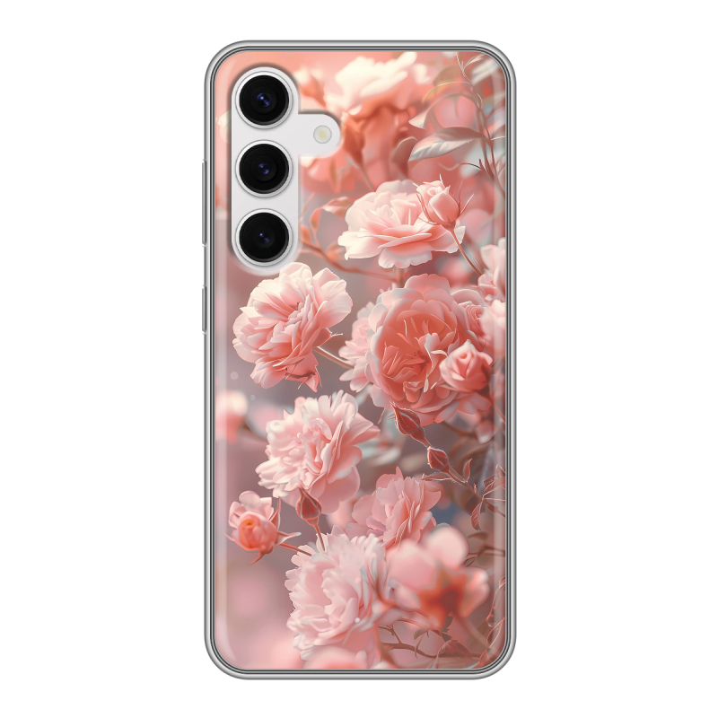 Силиконовый чехол на Samsung Galaxy S24 с принтом Розовые розы Силиконовый чехол на Samsung Galaxy S24 с принтом Розовые розы