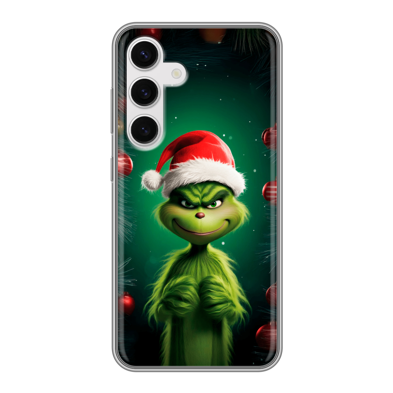 Силиконовый чехол на Samsung Galaxy S24 с принтом Гринч Новый год Рождество Силиконовый чехол на Samsung Galaxy S24 с принтом Гринч Новый год Рождество