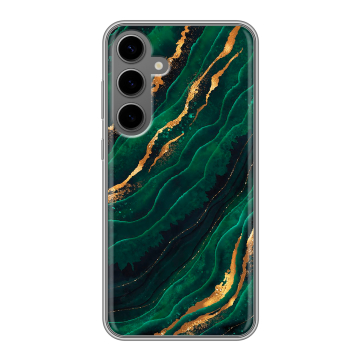 Силиконовый чехол на Samsung Galaxy S24 Plus с принтом Мрамор зеленое золото Силиконовый чехол на Samsung Galaxy S24 Plus с принтом Мрамор зеленое золото