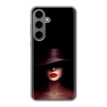Силиконовый чехол на Samsung Galaxy S24 Plus с принтом Девушка в шляпе Силиконовый чехол на Samsung Galaxy S24 Plus с принтом Девушка в шляпе