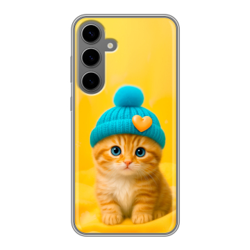 Силиконовый чехол на Samsung Galaxy S24 Plus с принтом Котенок в шапке