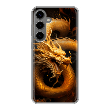 Силиконовый чехол на Samsung Galaxy S24 Plus с принтом Золотой дракон