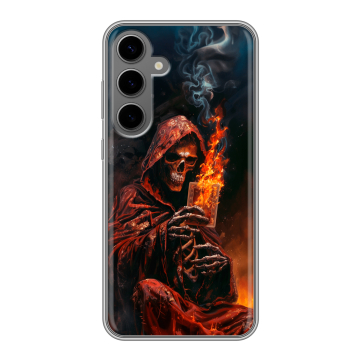 Силиконовый чехол на Samsung Galaxy S24 Plus с принтом Скелет и карты Силиконовый чехол на Samsung Galaxy S24 Plus с принтом Скелет и карты
