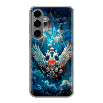 Силиконовый чехол на Samsung Galaxy S24 Plus с принтом Герб флаг России Силиконовый чехол на Samsung Galaxy S24 Plus с принтом Герб флаг России
