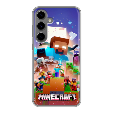 Силиконовый чехол на Samsung Galaxy S24 Plus с принтом Майнкрафт Minecraft