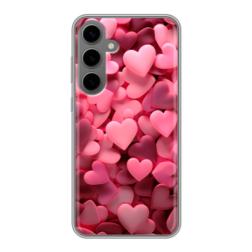 Силиконовый чехол на Samsung Galaxy S24 Plus с принтом розовые сердечки Силиконовый чехол на Samsung Galaxy S24 Plus с принтом розовые сердечки