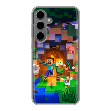 Силиконовый чехол на Samsung Galaxy S24 Plus с принтом Майнкрафт Minecraft