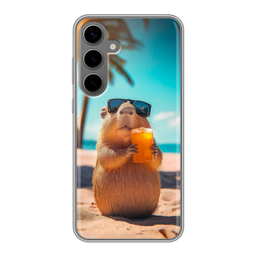Силиконовый чехол на Samsung Galaxy S24 Plus с принтом Капибара