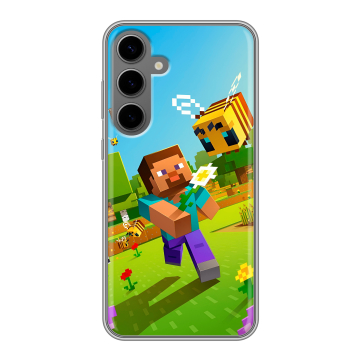 Силиконовый чехол на Samsung Galaxy S24 Plus с принтом Майнкрафт Minecraft