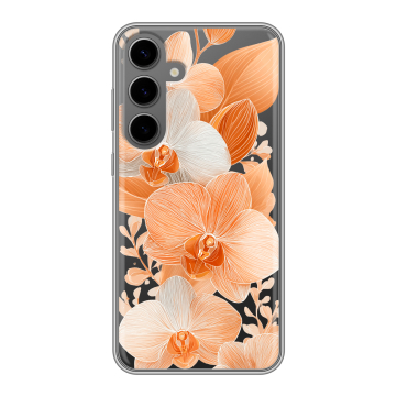 Силиконовый чехол на Samsung Galaxy S24 Plus с принтом Бежевые цветы Силиконовый чехол на Samsung Galaxy S24 Plus с принтом Бежевые цветы