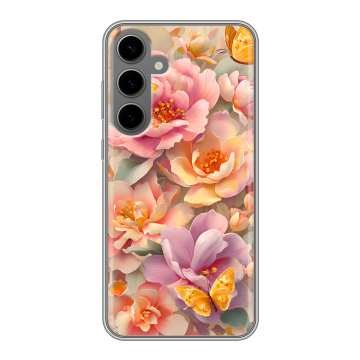 Силиконовый чехол на Samsung Galaxy S24 Plus с принтом Цветы и бабочки Силиконовый чехол на Samsung Galaxy S24 Plus с принтом Цветы и бабочки