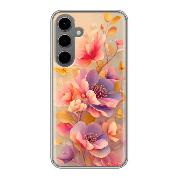 Силиконовый чехол на Samsung Galaxy S24 Plus с принтом Цветы и бабочки Силиконовый чехол на Samsung Galaxy S24 Plus с принтом Цветы и бабочки