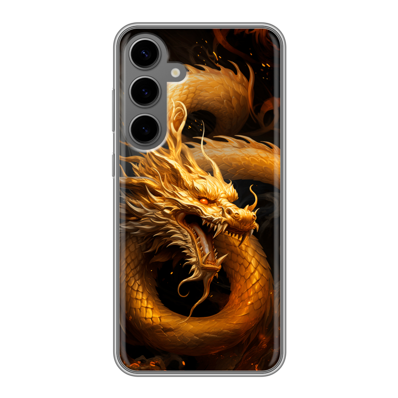 Силиконовый чехол на Samsung Galaxy S24 Plus с принтом Золотой дракон Силиконовый чехол на Samsung Galaxy S24 Plus с принтом Золотой дракон