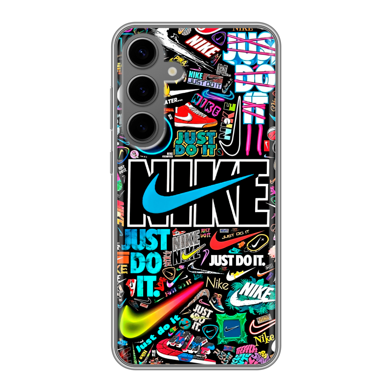Силиконовый чехол на Samsung Galaxy S24 Plus с принтом найк nike черный Силиконовый чехол на Samsung Galaxy S24 Plus с принтом найк nike черный