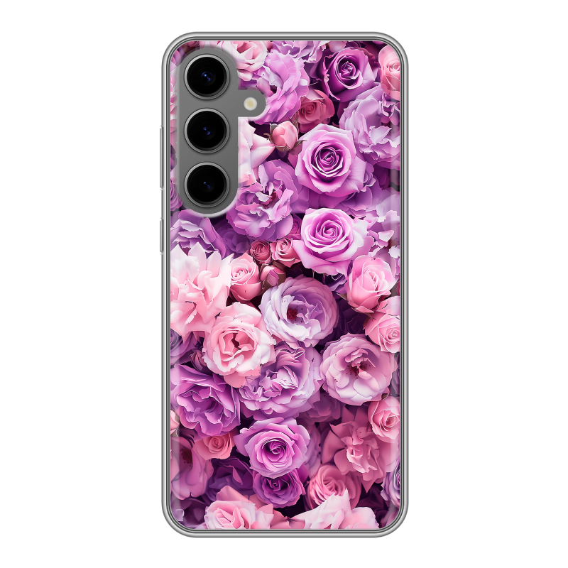 Силиконовый чехол на Samsung Galaxy S24 Plus с принтом лавандовые розы Силиконовый чехол на Samsung Galaxy S24 Plus с принтом лавандовые розы