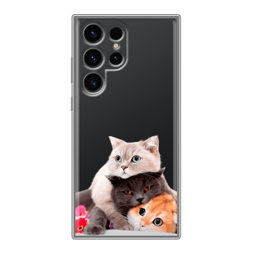 Силиконовый чехол на Samsung Galaxy S24 Ultra с принтом Кошки Силиконовый чехол на Samsung Galaxy S24 Ultra с принтом Кошки