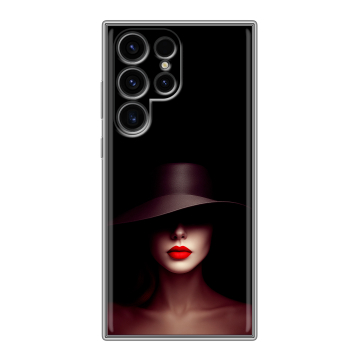Силиконовый чехол на Samsung Galaxy S24 Ultra с принтом Девушка в шляпе Силиконовый чехол на Samsung Galaxy S24 Ultra с принтом Девушка в шляпе