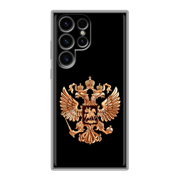 Силиконовый чехол на Samsung Galaxy S24 Ultra с принтом Герб России золотой