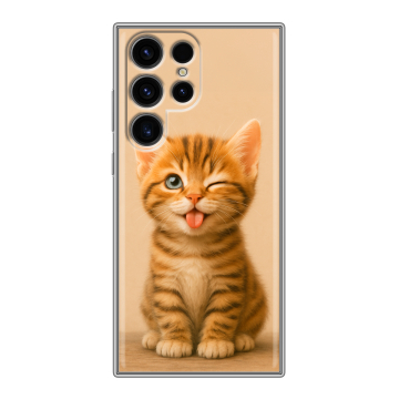 Силиконовый чехол на Samsung Galaxy S24 Ultra с принтом котенок Силиконовый чехол на Samsung Galaxy S24 Ultra с принтом котенок